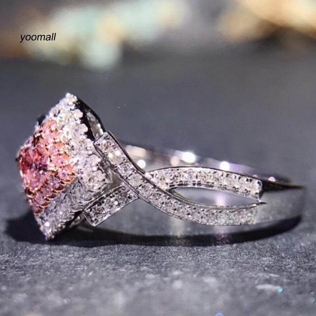 Nhẫn Hợp Kim Đính Đá Zircon Hình Vuông Sang Trọng Cho Nữ