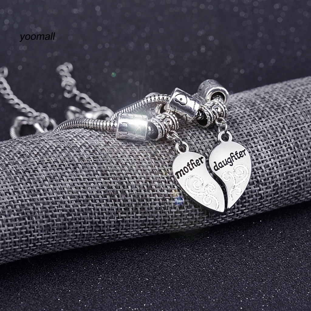 Bộ 2 Vòng Đeo Tay Bằng Hợp Kim Không Gỉ Hình Trái Tim Dành Cho Mẹ Và Bé