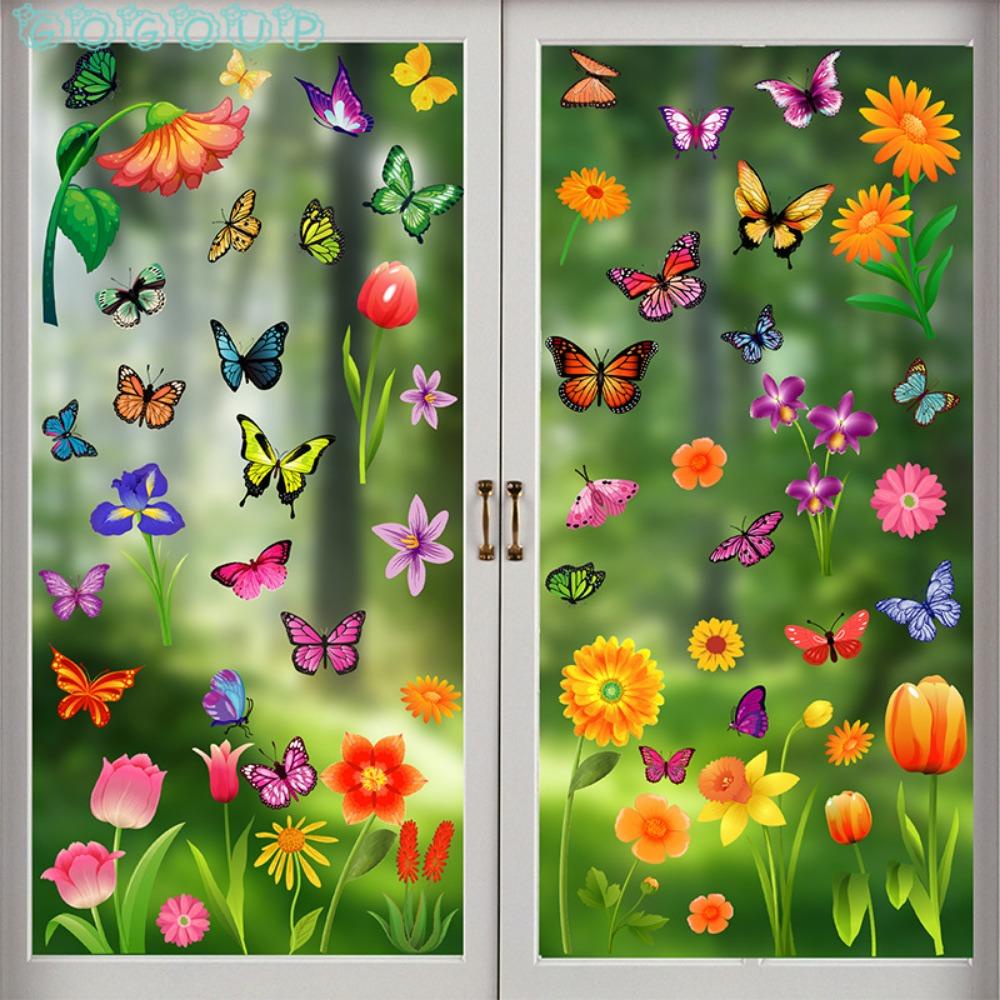 Set 18 Miếng Dán Cửa Sổ Chống Va Chạm Hình Bướm Cảnh Báo Chim