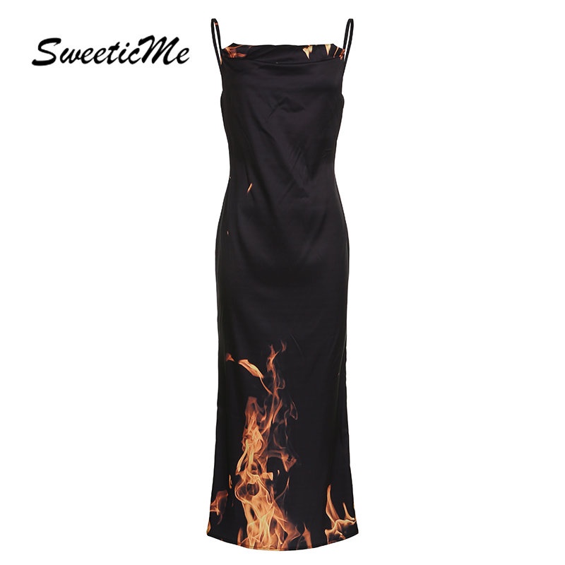 Đầm Dài Không Tay Hở Lưng Dáng Ôm In Họa Tiết Thời Trang 2023 Cho Nữ