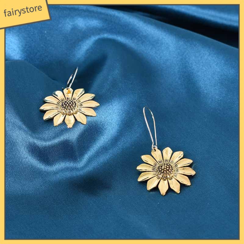 [FTO] Bông Tai Hoa Hướng Dương Ba Chiều Phong Cách Bohemian Cổ Điển Mới