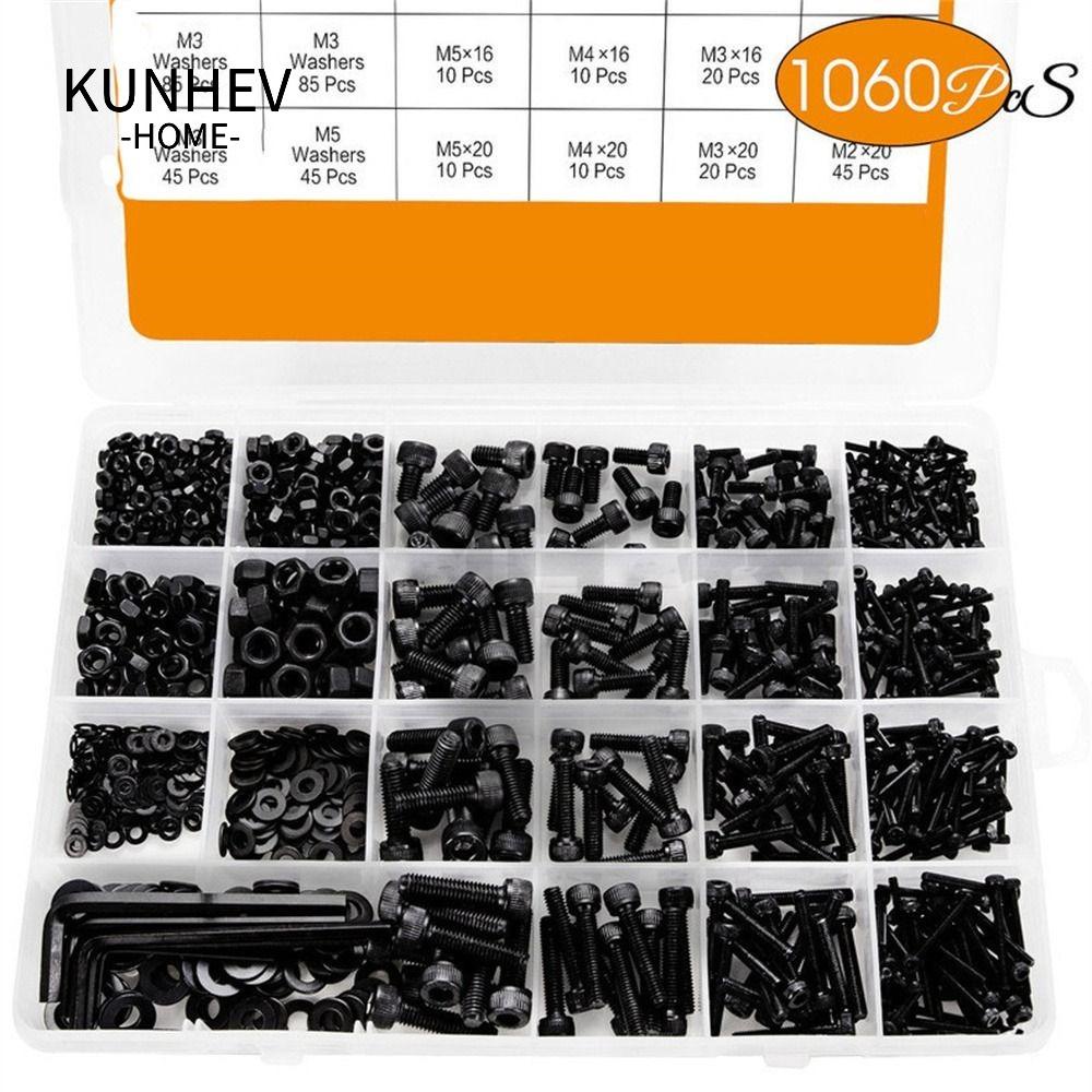 KUNHEV Set 1060 Ốc Vít Lục Giác M2-M5 Màu Đen Chuyên Dụng