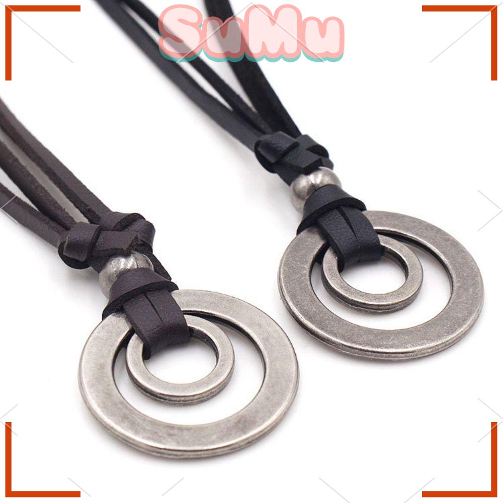 Set 2 Vòng Cổ Da Hai Lớp Màu Đen / Cà Phê Cổ Điển Có Thể Điều Chỉnh Kích Thước