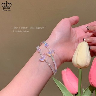 Vòng Tay Chuỗi Hạt Pha Lê Trong Suốt Hình Trái Tim / Bướm Xinh Xắn Thời Trang