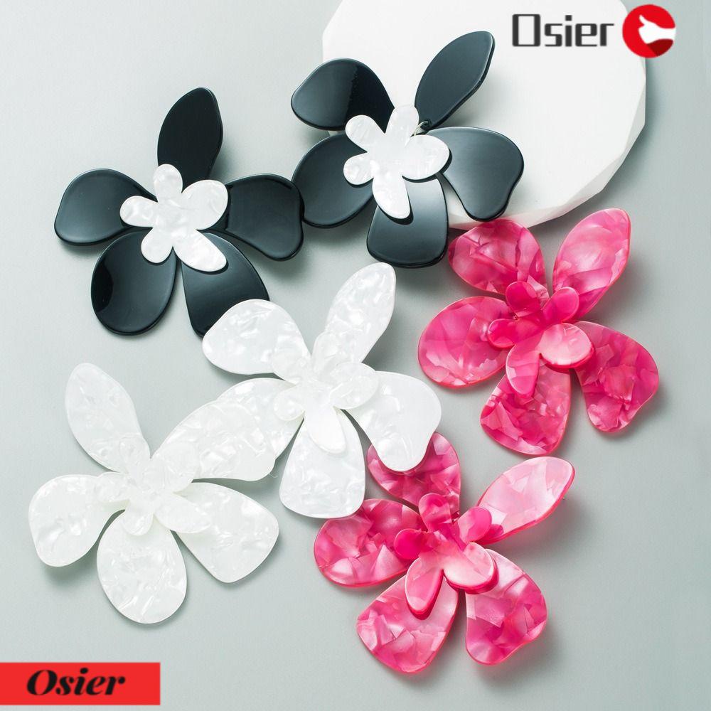 OSIER1 1 Khuyên Tai Acrylic Hình Hoa Nhiều Màu Sắc Thời Trang