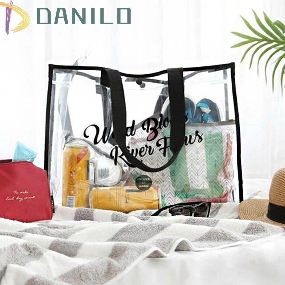 DANILO Túi Đựng Mỹ Phẩm Trong Suốt In Chữ Đơn Giản