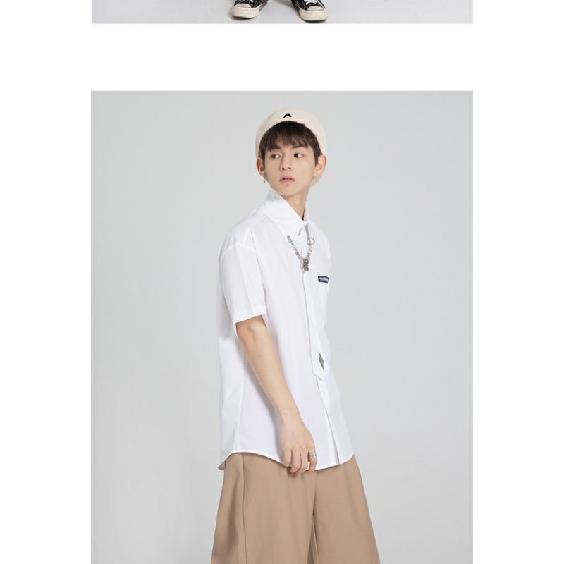 Áo Sơ Mi Ngắn Tay Dáng Rộng Thời Trang Mùa Hè 2023 Giản Dị Dành Cho Nam