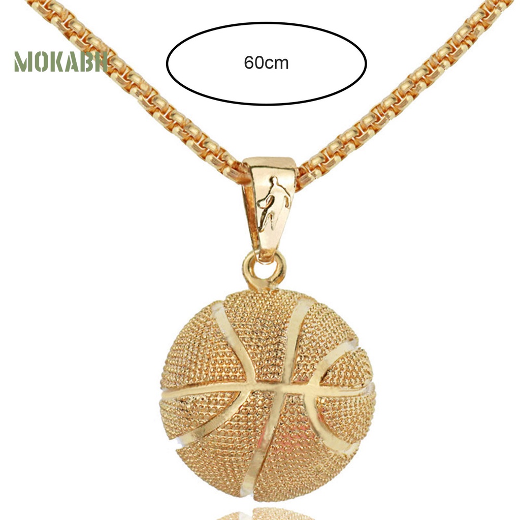 [Mok Abh] Vòng Cổ Nam Bằng Thép Không Gỉ Mạ Điện Mặt Hình Quả Bóng Rổ