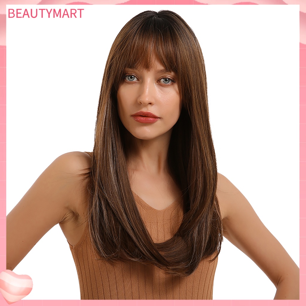 Bộ Tóc Giả Dài Mái Ngang Thẳng Thời Trang Dành Cho Nữ