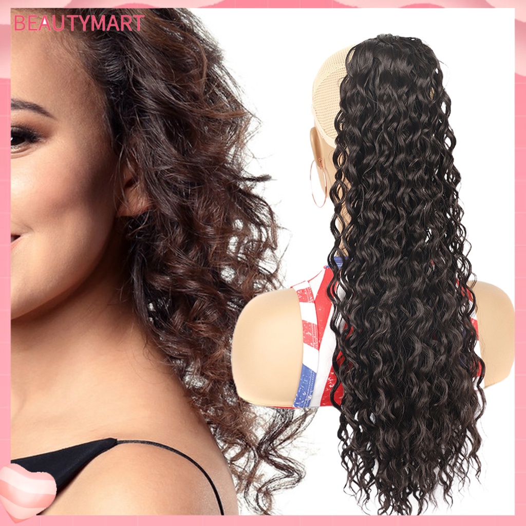 Bộ Tóc Giả Dài Xoăn Dày Mềm Mại Chống Trượt Có Dây Rút Dành Cho Nữ