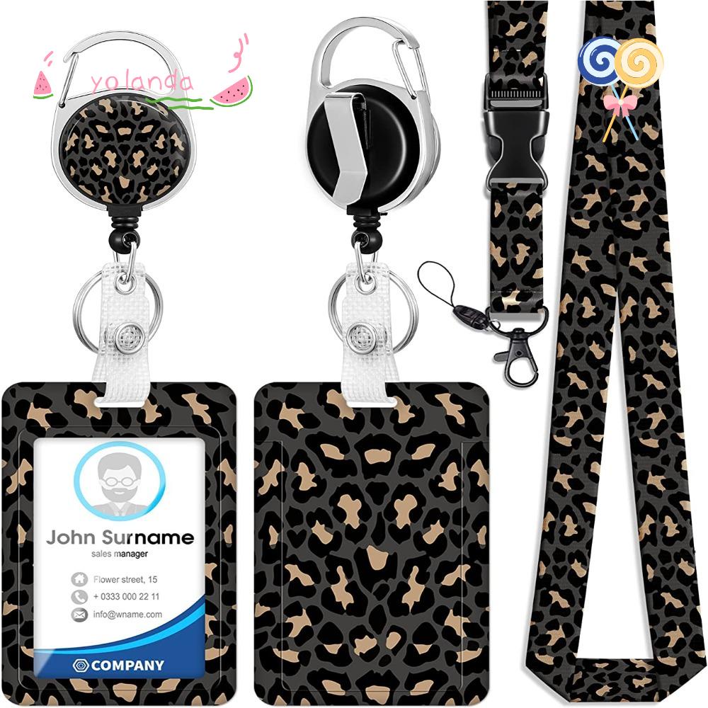 Dây Đeo Cổ YOLA Cho Học Sinh Giá Đỡ ID / Huy Hiệu Cuộn Tròn Họa Tiết Da Báo Cho Nhân Viên Y Tá / Bác Sĩ