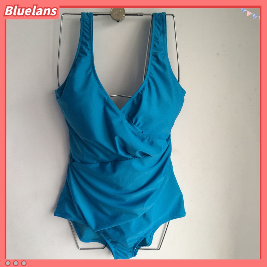 [BLS] Bộ Đồ Bơi Một Mảnh Dây Bản Rộng Cổ Chữ V Dây Bản Rộng Xếp Ly Gợi Cảm Cho Nữ Đi Biển