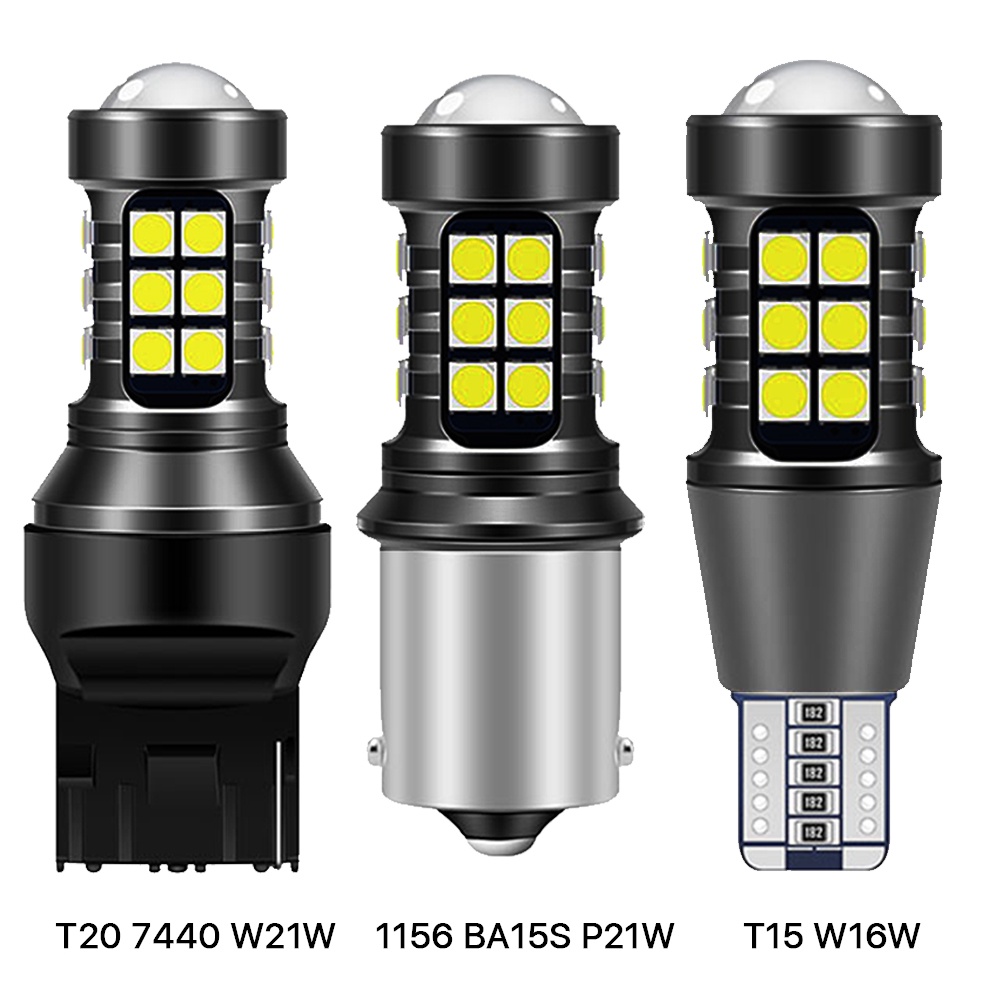 Set 2 Đèn LED Tín Hiệu 1156 P21W BA15S 7440 W21W 12V T15 W16W 3030 Ánh Sáng Trắng Dành Cho Ô Tô
