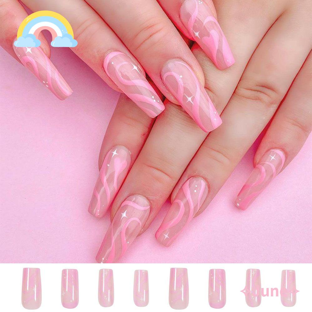 JUNE Bộ Móng Tay Giả Đầu Vuông Che Phủ Toàn Diện