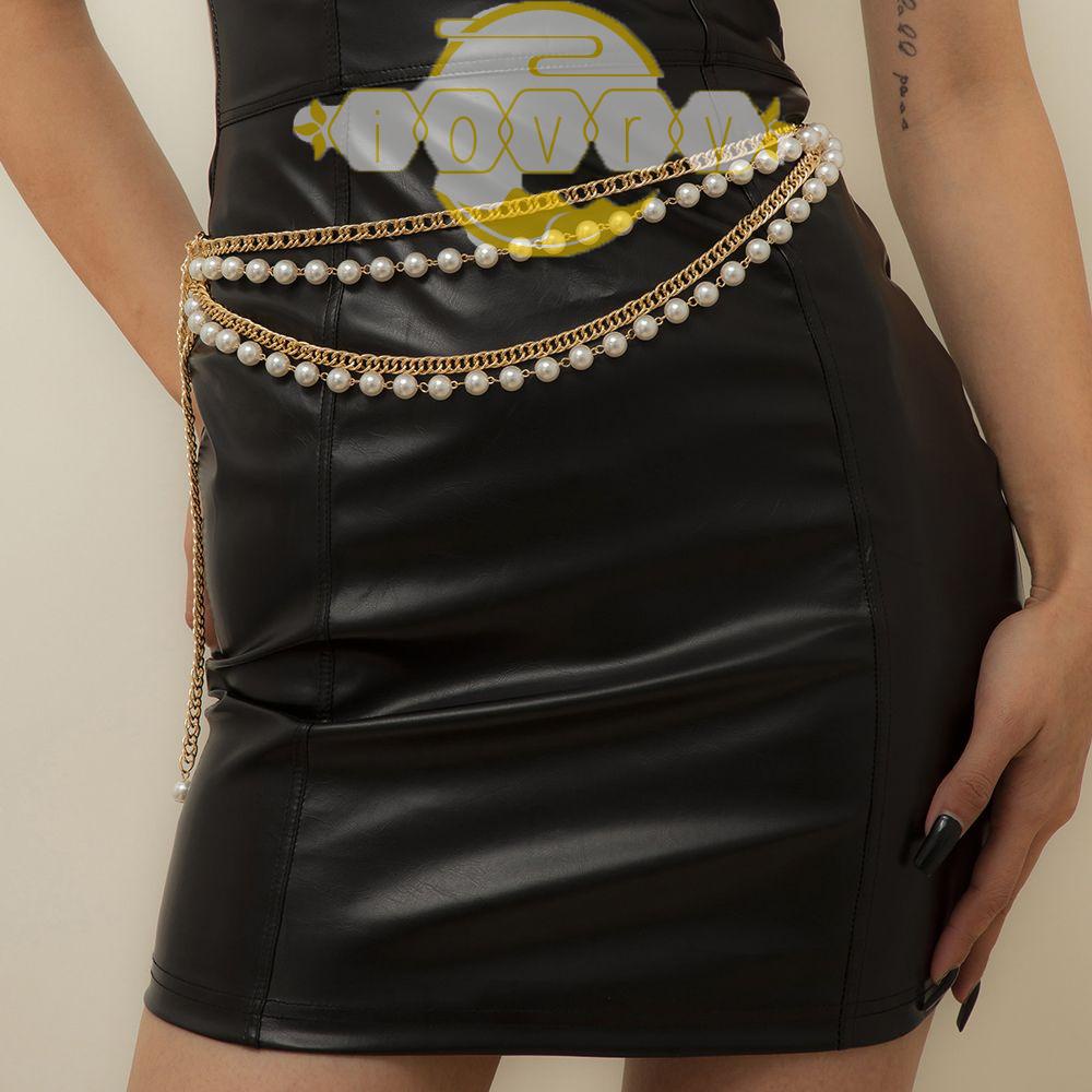 IVORY Dây Xích Đeo Thắt Lưng Hai Lớp Đính Hạt Đơn Giản Cá Tính