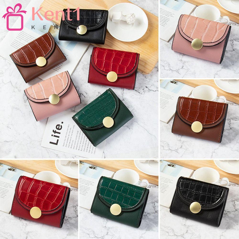 KENT1 Ví Da PU Dáng Ngắn Đựng Thẻ Thiết Kế Xinh Xắn Cho Nữ
