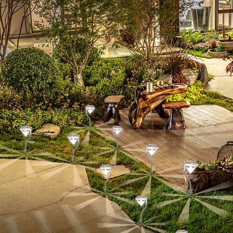 Đèn LED Hình Viên Kim Cương Năng Lượng Mặt Trời Chống Thấm Nước Trang Trí Sân Vườn