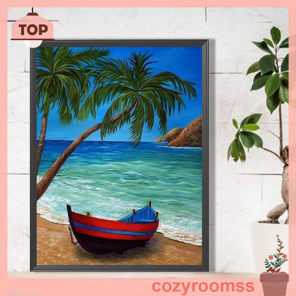 Tranh Đính Đá Kim Cương Toàn Bộ 5D DIY Hình Vẽ Cây Dừa