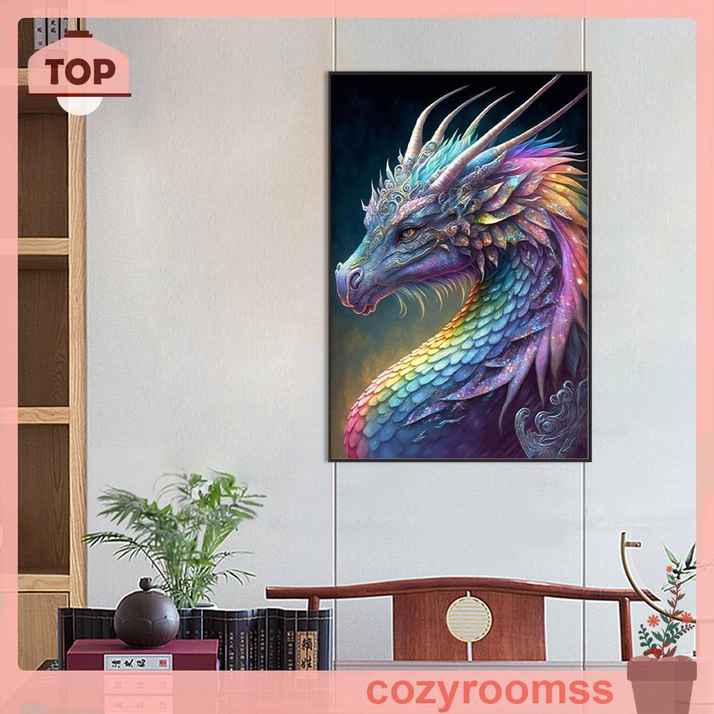 Tranh Đính Đá Kim Cương Toàn Bộ 5D DIY Hình Vẽ Rồng Trang Trí Nhà Cửa