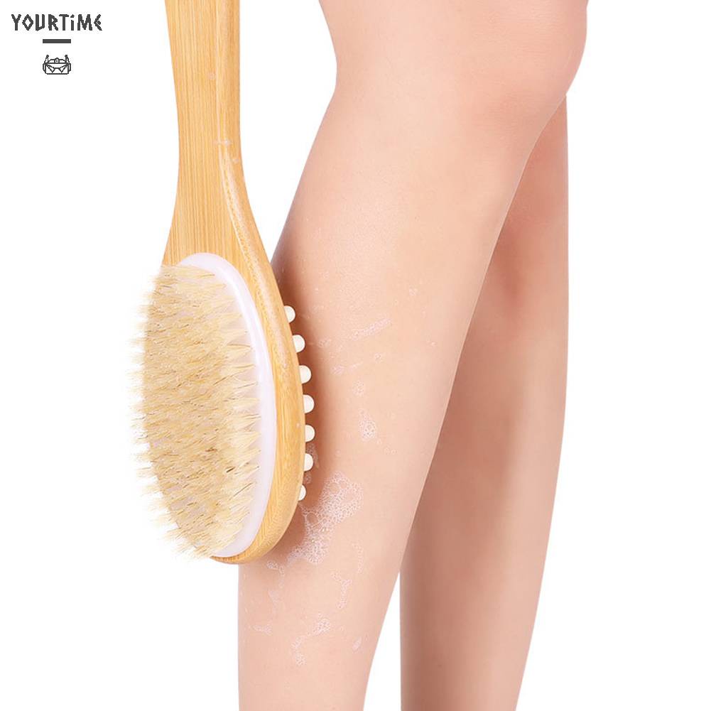 Bàn Chải Mát Xa Tẩy Tế Bào Chết Lưng Hai Mặt Bằng Gỗ Kèm Dây Thừng Cho SPA