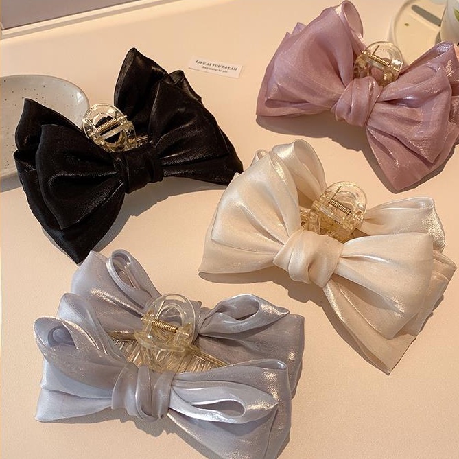 Kẹp Tóc Nơ Lớn Màu Hồng Phong Cách Mới Mùa Hè 2023