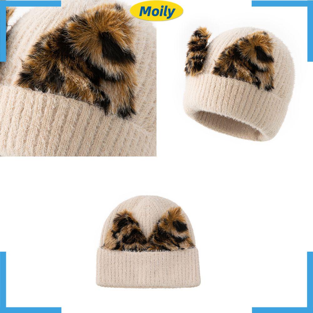 MOILYVN Mũ Len Giữ Ấm Tai Màu Sắc Nhã Nhặn Thời Trang