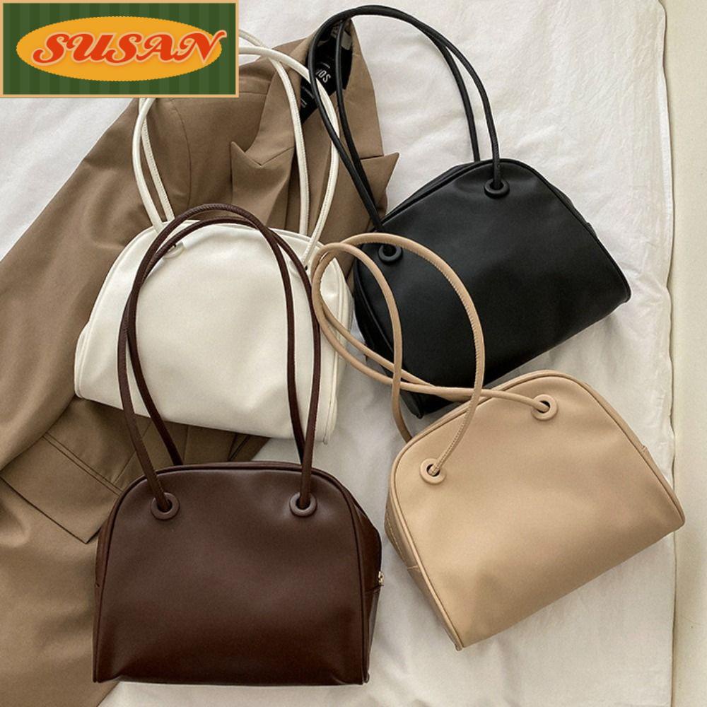 Túi Đeo Vai / Kẹp Nách Bằng PU Màu Trơn Có Khóa Kéo Chất Lượng Cao Cho Nữ