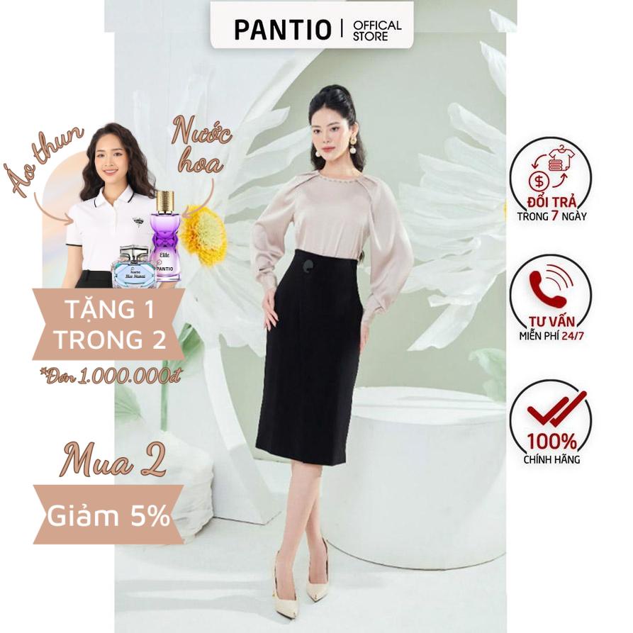 FAS13178 - Áo sơ mi công sở vải lụa dáng suông cầu vai xếp nếp cổ đính Cúc - PANTIO