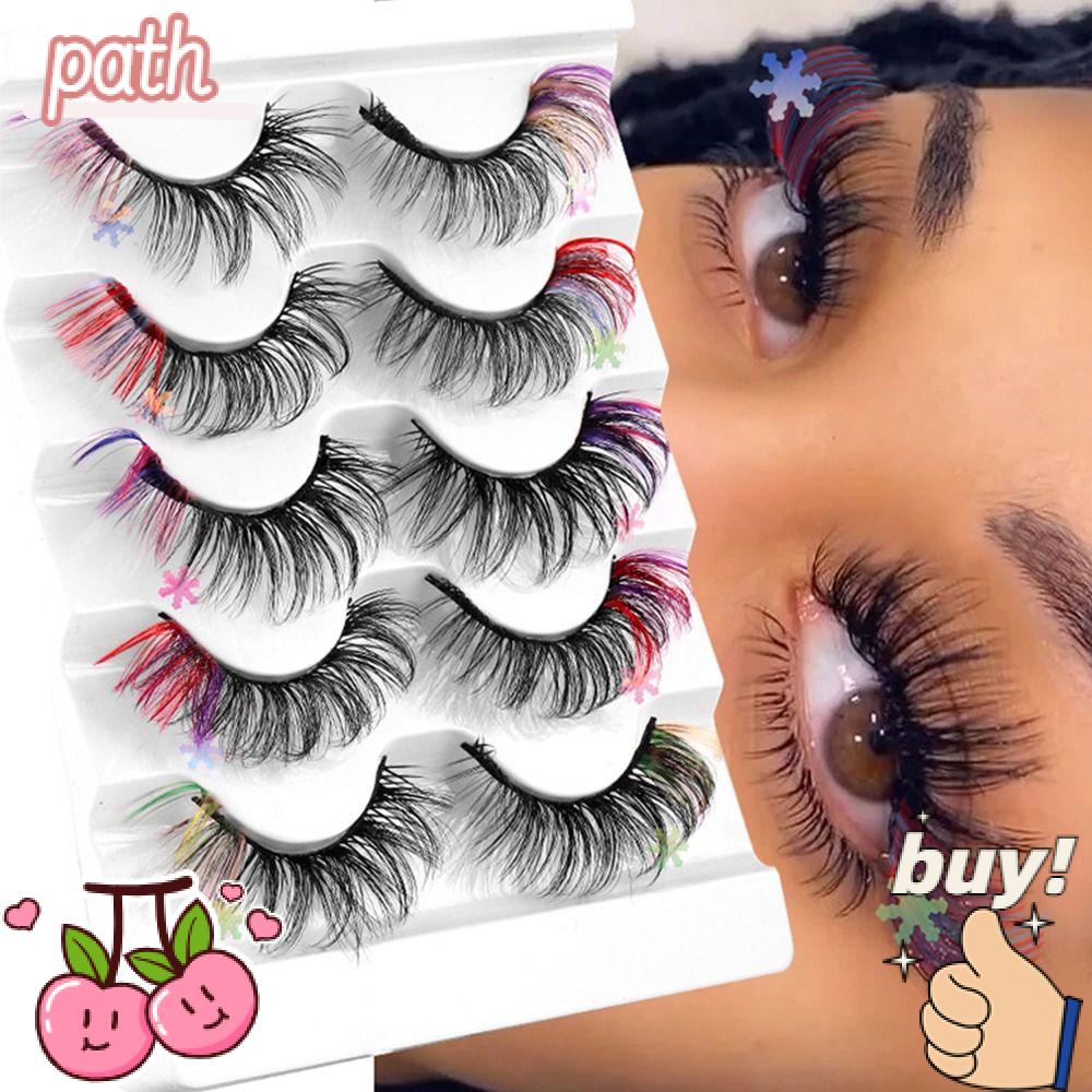PATH Set 5 Cặp Lông Mi Giả 8D Nhiều Màu Sắc Dày Và Cong Vút