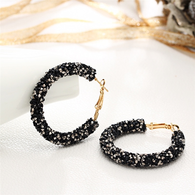 Đôi Bông Tai Khoen Tròn Đính Đá Thời Trang Cho Nữ