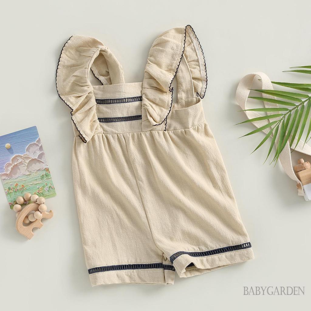 Áo Liền Quần Mùa Hè Tay Ngắn Cổ Vuông Màu Sắc Thời Trang Dành Cho Bé Gái 0-24 Tháng Tuổi