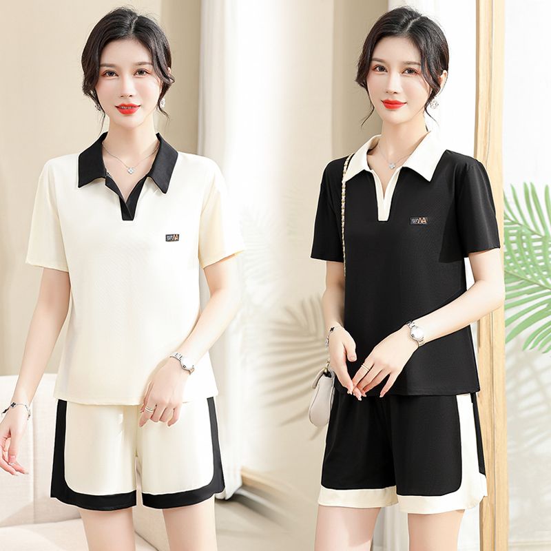 Set Đồ Thể Thao Ngắn Tay Phong Cách Phương Tây Thời Trang Cho Phụ Nữ Trung Niên