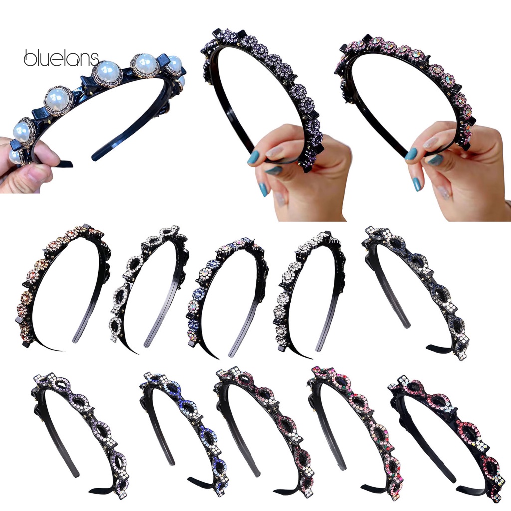 Băng Đô Cài Tóc Đính Đá Lấp Lánh Dễ Thương Chống Trượt Thời Trang Cho Nữ