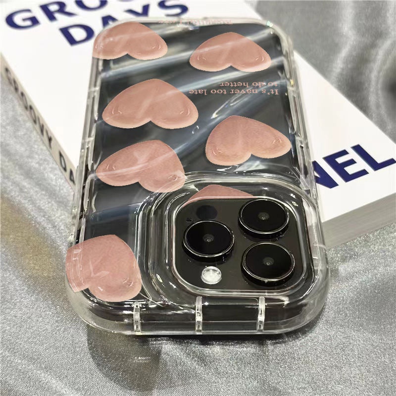 Ốp Điện Thoại Dẻo Trong Suốt Họa Tiết Trái Tim Màu Trắng Cho iPhone14promax 1312 / 11 7 / 8plus xr / sins Q8HI