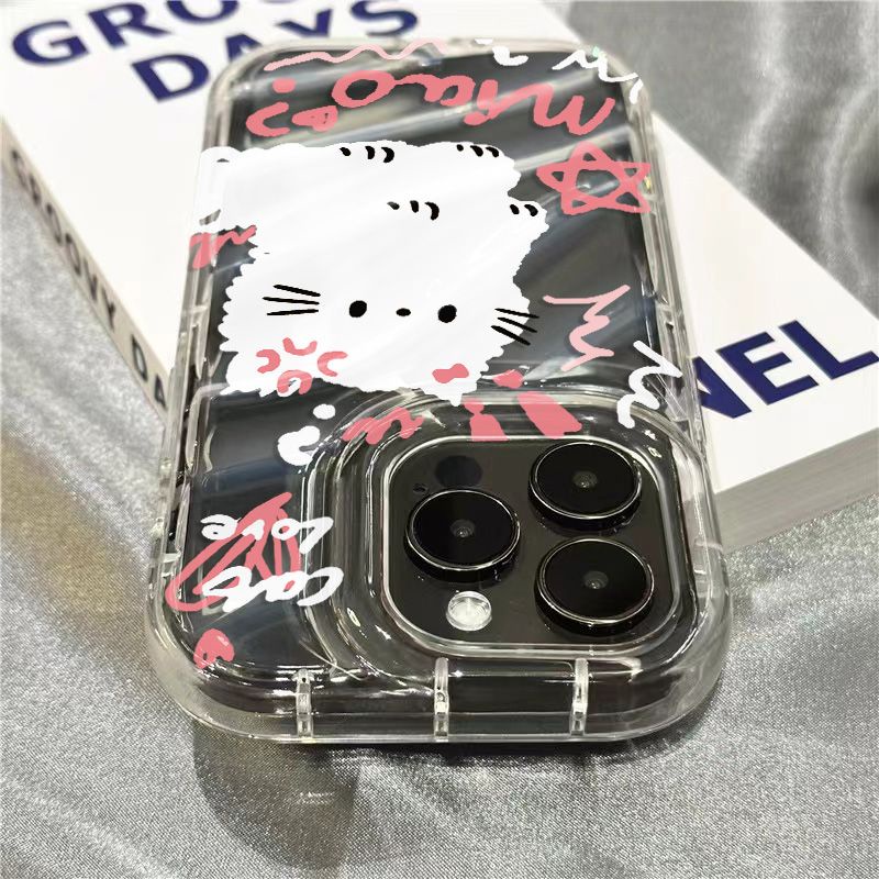 Ốp Điện Thoại Mềm Trong Suốt Hình Mèo Và Chữ Tiếng Anh Cho iPhone14promax 1312 / 11 7 / 8plus xr / sins 3EJG