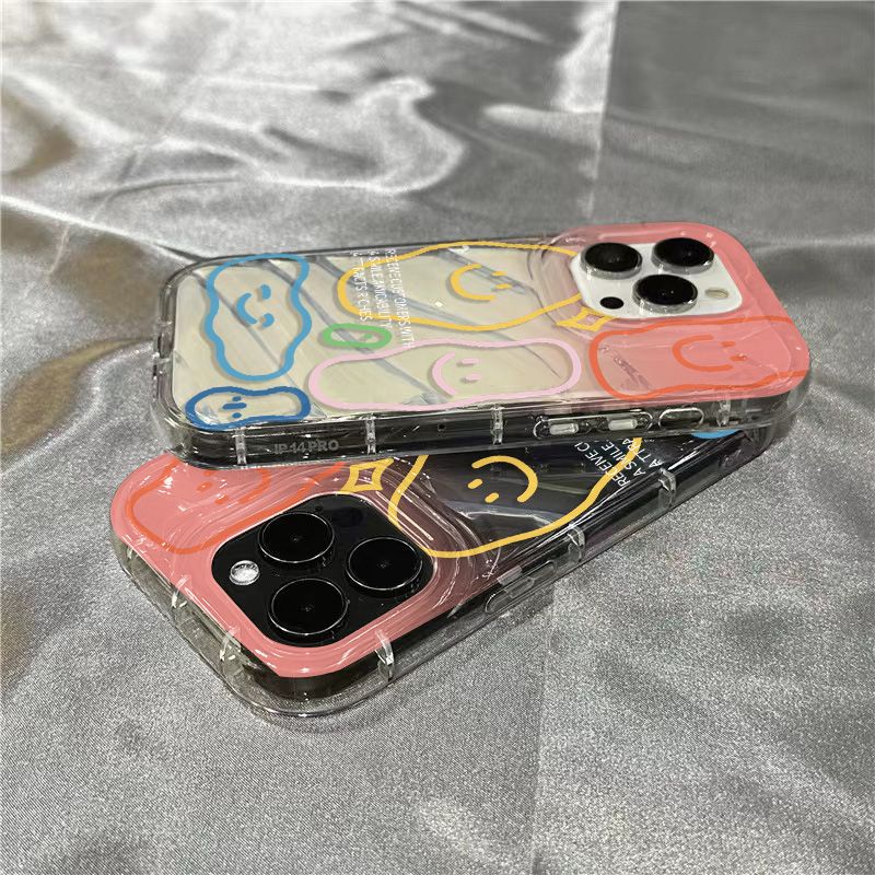 Ốp Điện Thoại Dẻo Trong Suốt Họa Tiết Biểu Cảm Gương Mặt Graffiti Cho iPhone14promax 1312 / 11 7 / 8plus xr / sins BX0V