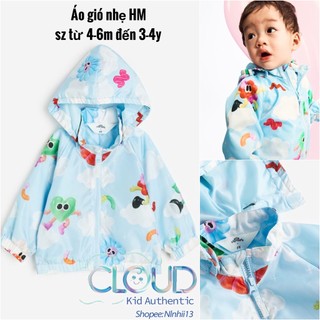 Áo khoác gió nhẹ hm us size từ 4-6m đến 3-4y
