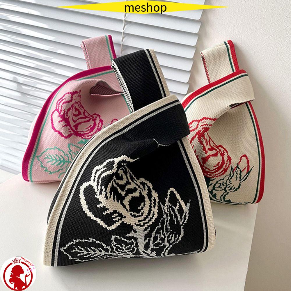 ME Túi Xách Đan Len Thủ Công Họa Tiết Hoa Xinh Xắn Cho Nữ