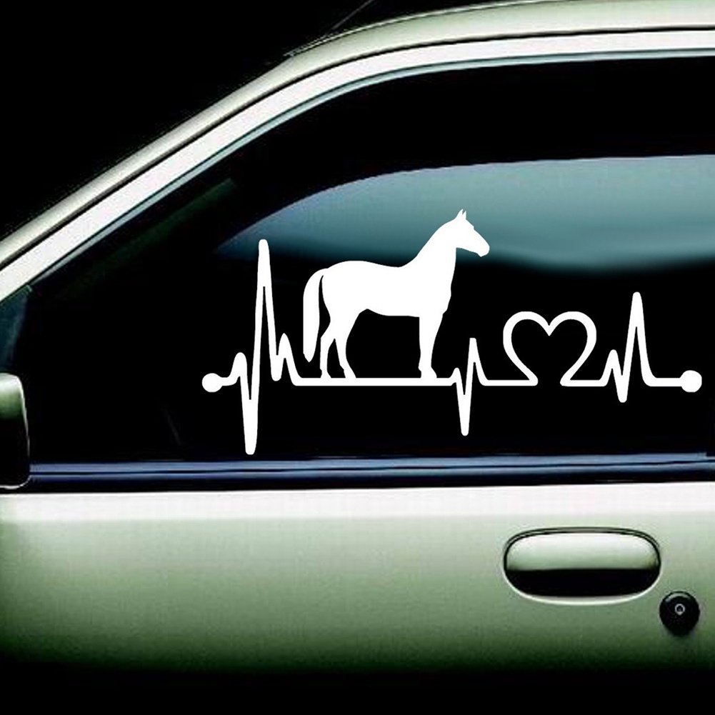 Đề Can Phản Quang Hình Ngựa Hoạt Hình Dễ Thương Dán Cửa Sổ Xe Hơi Xe Tải