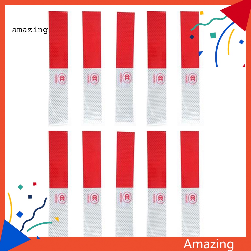 Bộ 10 Miếng Dán Phản Quang Cảnh Báo An Toàn Cho Xe Hơi Xe Tải DIY