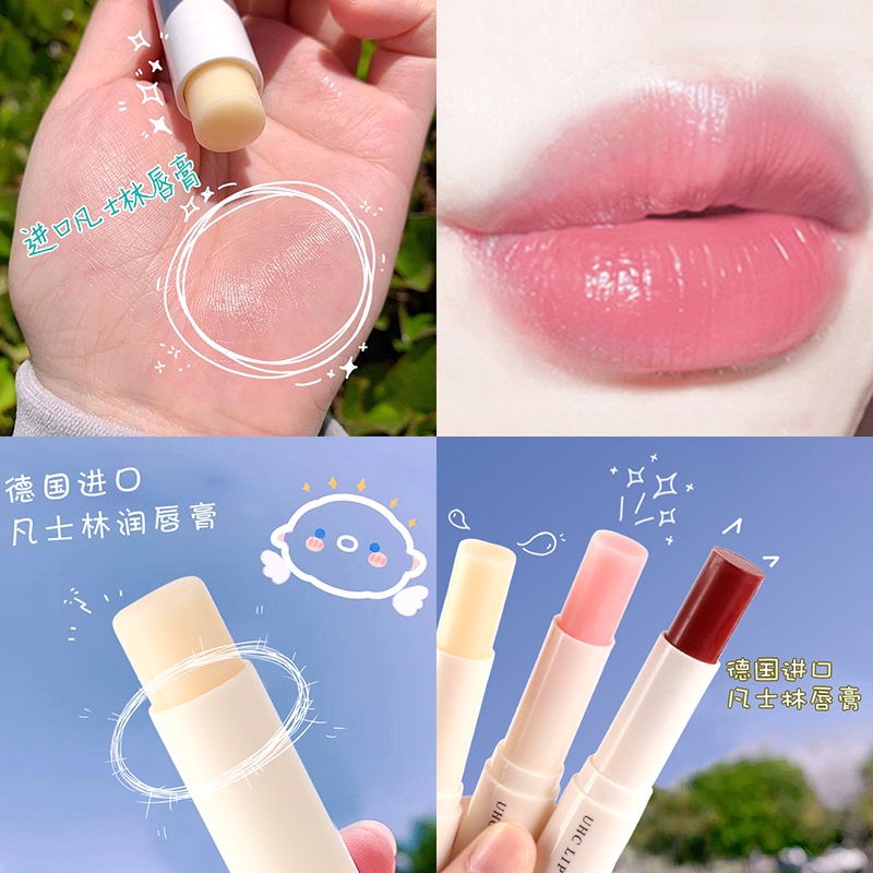 Son dưỡng Vaseline Son dưỡng môi đào tự nhiên Son dưỡng ẩm lâu trôi Son môi thay đổi nhiệt độ Son môi dưỡng ẩm chống khô môi 3 màu JULYSTAR