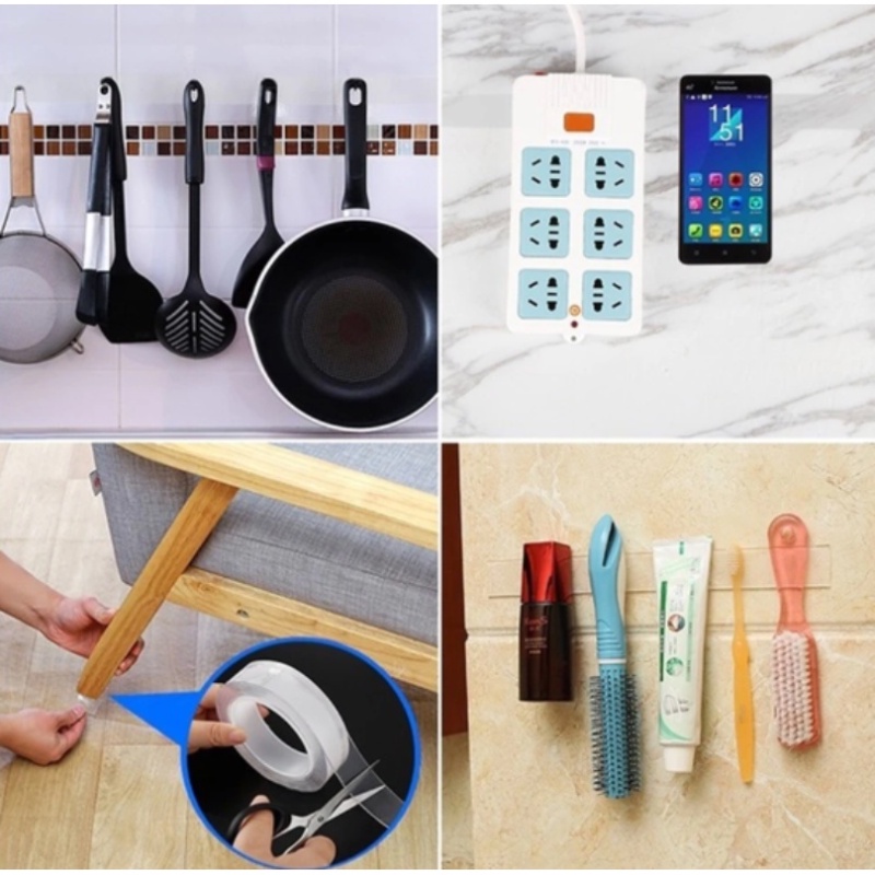 Cuộn Băng Keo Hai Mặt Nano 1M / 2M / 5M Chịu Nhiệt Chống Thấm Nước Dùng Trang Trí Nhà Tắm