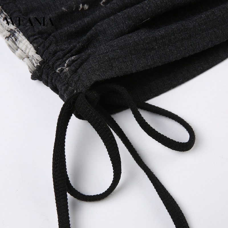 Áo Croptop Tay Ngắn Phối Dây Rút In Họa Tiết Kiểu Vintage Mỹ Xinh Xắn Cho Nữ