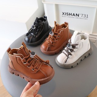 Giày Bốt Cao Su Mềm Cột Dây Thời Trang Thu Đông Cho Bé Trai Bé Gái