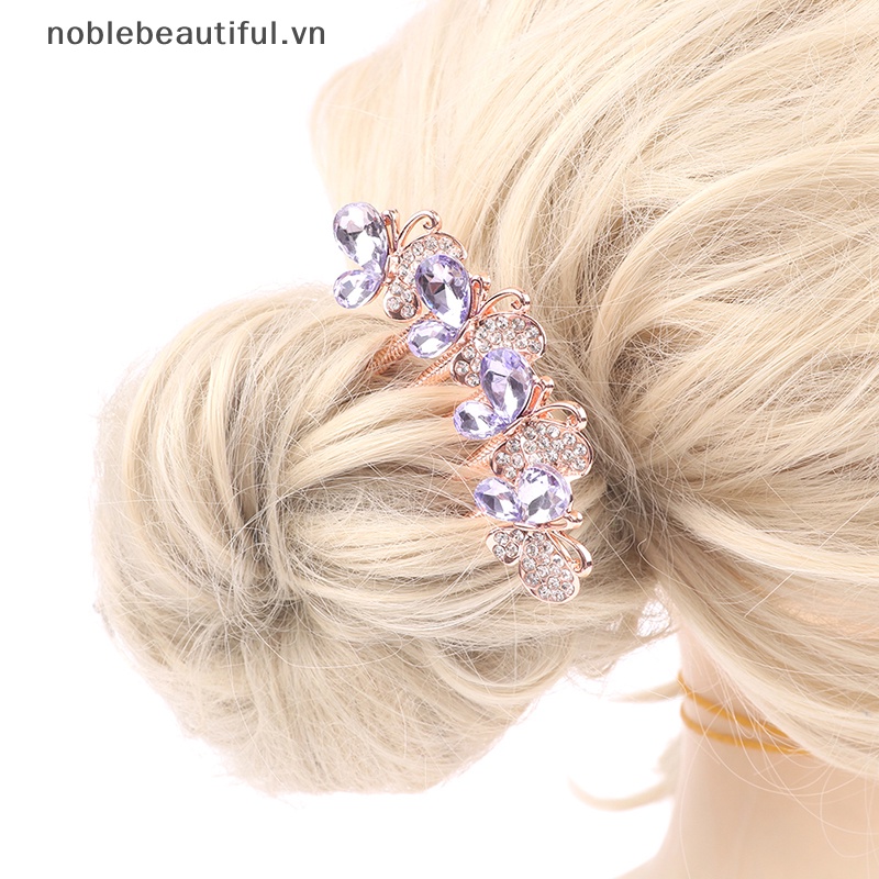 Lược Cài Tóc Đính Đá Hình Bướm Phong Cách Hàn Quốc Cho Người Lớn