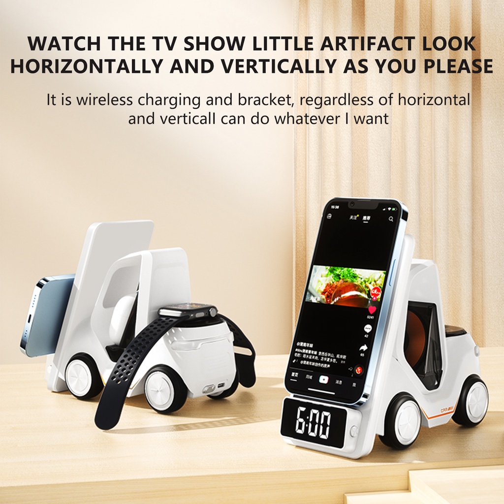 Giá Đỡ Sạc Điện Thoại Không Dây 5 Trong 1 Siêu Bền Dùng Cho Phòng Khách / Phòng Ngủ