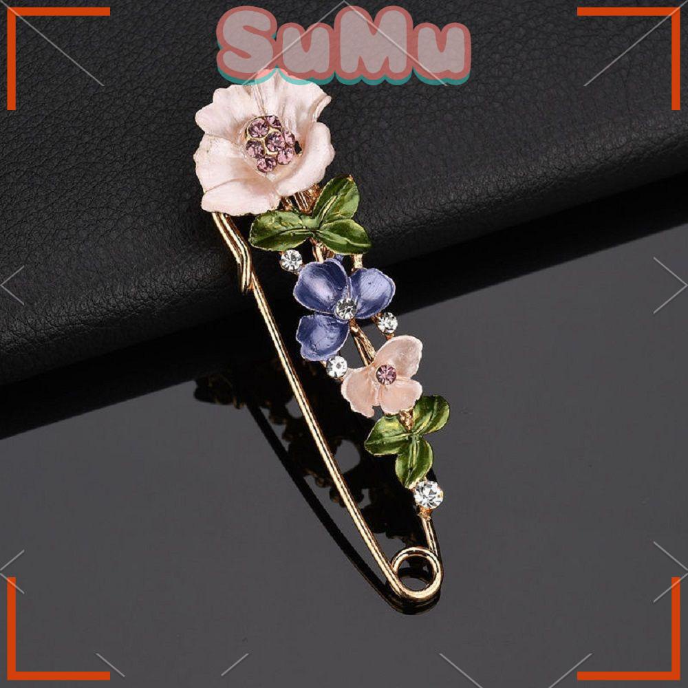 SUMU 1 Huy Hiệu Cài Áo Hợp Kim Hình Hoa Đính Đá Phong Cách Vintage Thanh Lịch