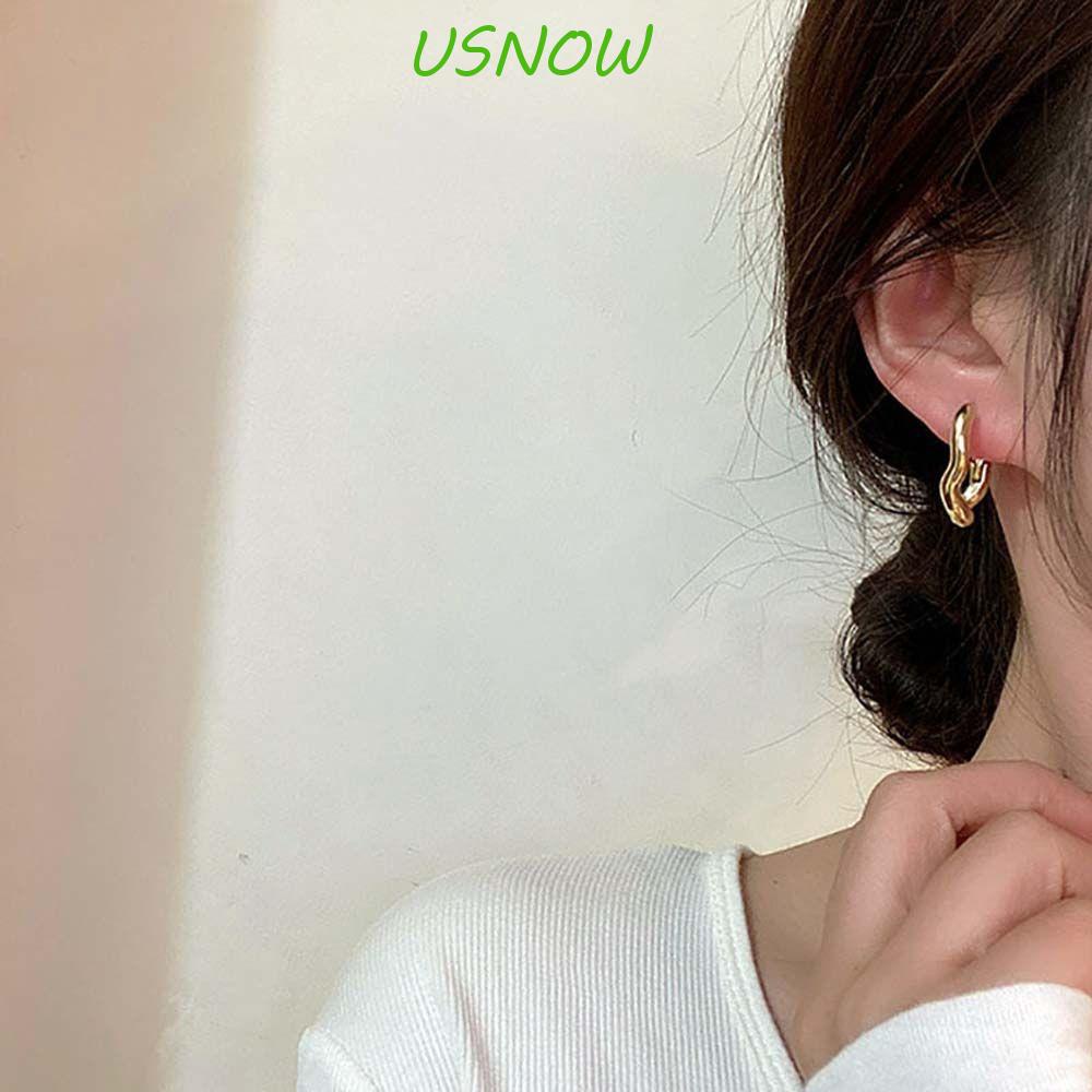 USNOW Khuyên Tai Chữ U Bằng Đồng Đơn Giản Hợp Thời Trang Cho Nam Và Nữ