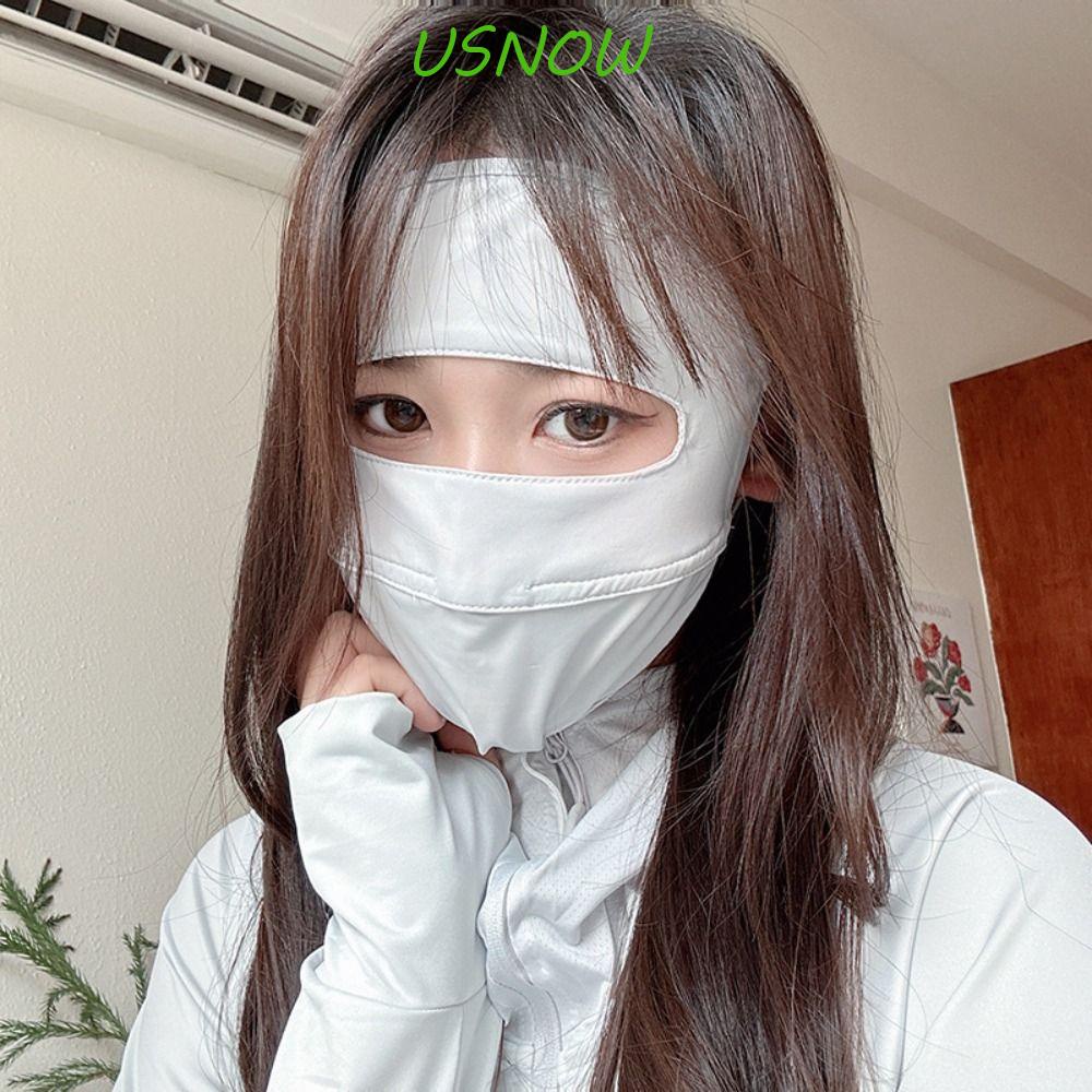 USNOW Khẩu Trang Chống Nắng Chống Tia UV Bằng Lụa Lạnh Màu Sắc Trơn Có Thể Điều Chỉnh