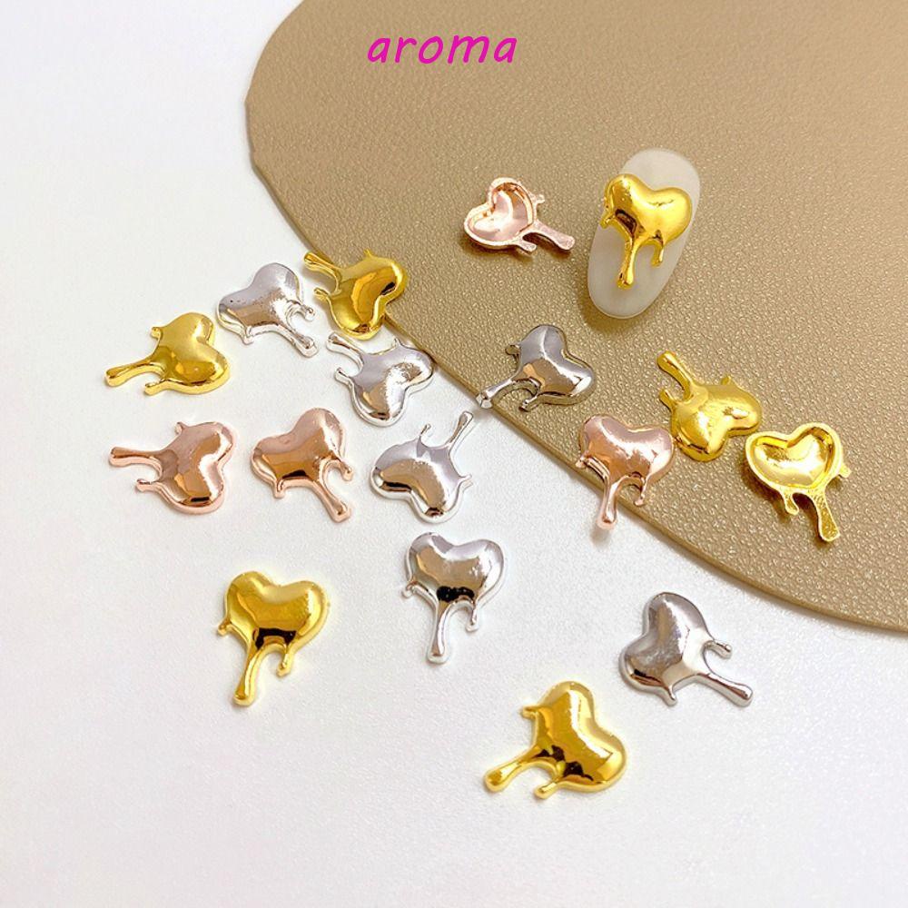 AROMA Phụ Kiện Trang Trí Móng Tay 3D Bằng Hợp Kim Mạ Chrome Charms